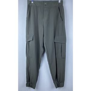 Zara Olive Green Sz M Cargo Elastic Waist Cuff Zip Snap Jogger Style Pants